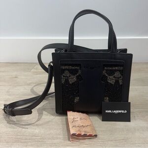 KARL LAGERFELD PARIS Embellished Two Way Tote Black